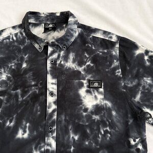 LURKING CLASS Mens Shirt Medium Black Tie Dye 100% Cotton GOTH